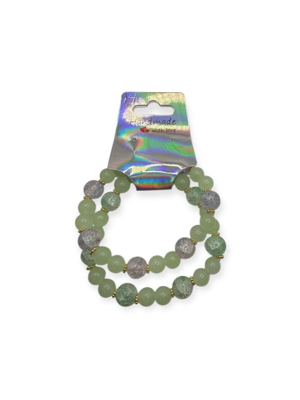 Green Gold Beaded Bracelets NWOT